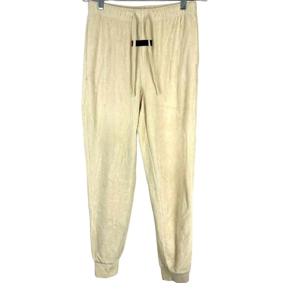 Fear of God Essentials Tan Drawstring Velour Track Pants Women's Size Small NWT - Picture 3 of 12
